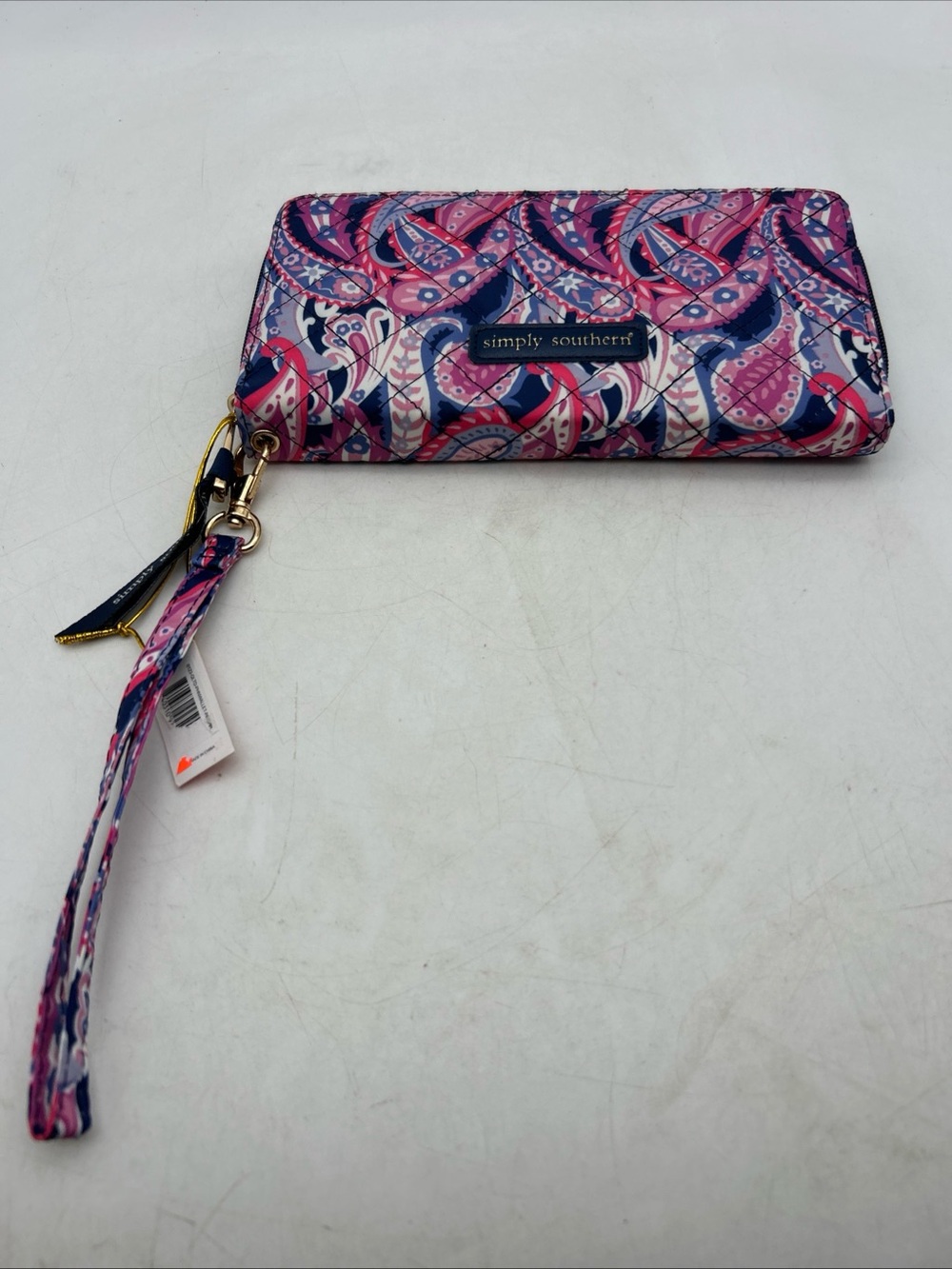 Simply Southern Women's Zip-Around Paisley Wristlet Wallet Lavender, Blue New